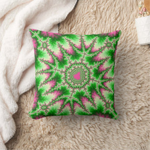 Pink Leaf Core Throw Pillow
