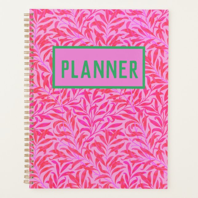 Pink Leaf Pattern Planner (Front)