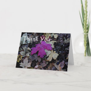 Pink leaf, thank you card