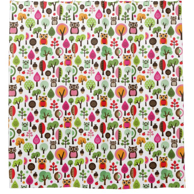 pink leaf tree retro owl pattern (Front)