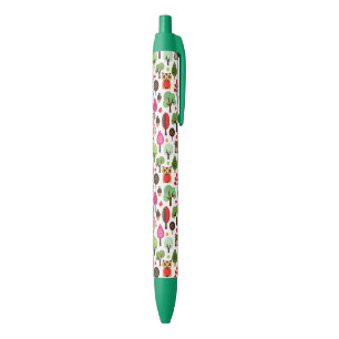 pink leaf tree retro owl pattern black ink pen