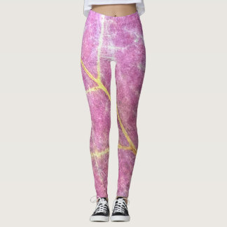 Pink Leaf Yoga Pants