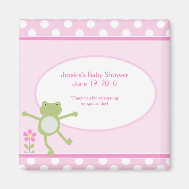 Pink Leap Frog Baby Shower Magnet Favour (Front)