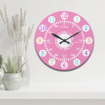 Pink Learning to Tell Time Large Clock<br><div class="desc">Fun design for this wall clock for children as they learn to tell time.</div>