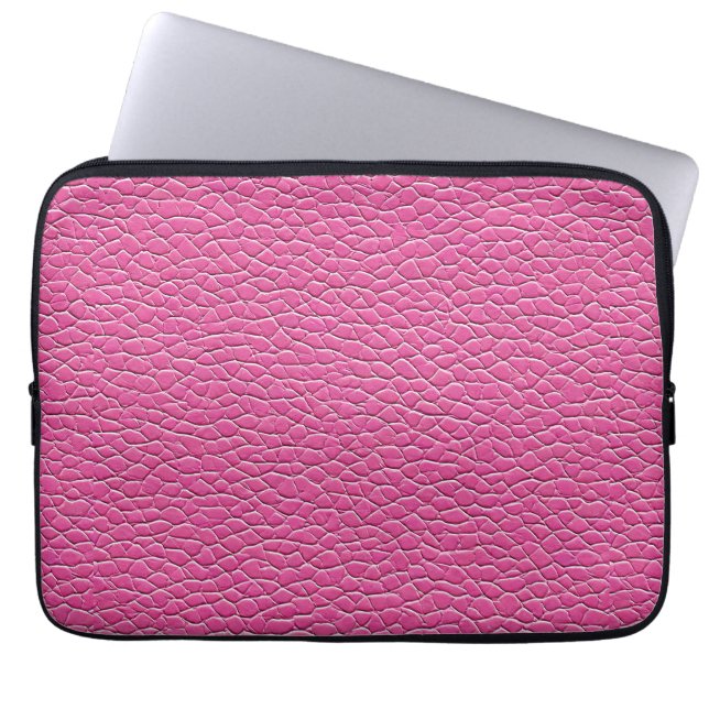 Pink leather effect pattern laptop sleeve (Front)