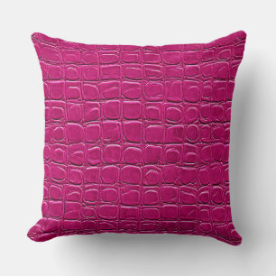 Pink leather effect pattern throw pillow