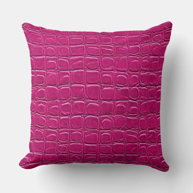 Pink leather effect pattern throw pillow (Front)