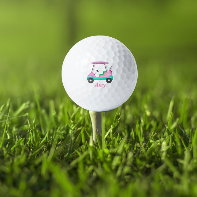 Pink Leather Elegant Golf Cart Name Balls (Creator Uploaded)