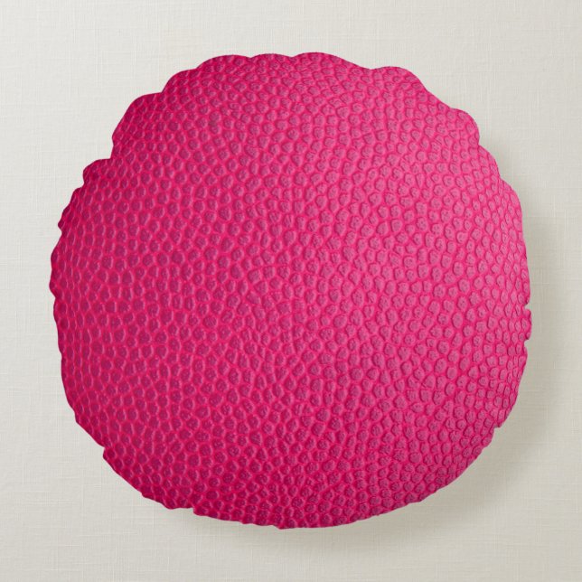 Pink leather leather texture skin round pillow (Front)