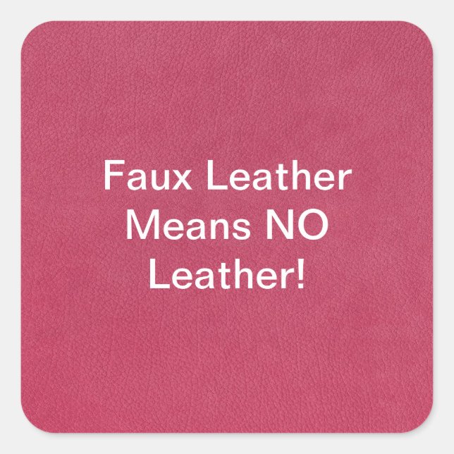 Pink Leather Look Square Sticker (Front)