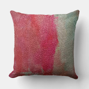 Pink Leather Look Throw Pillow