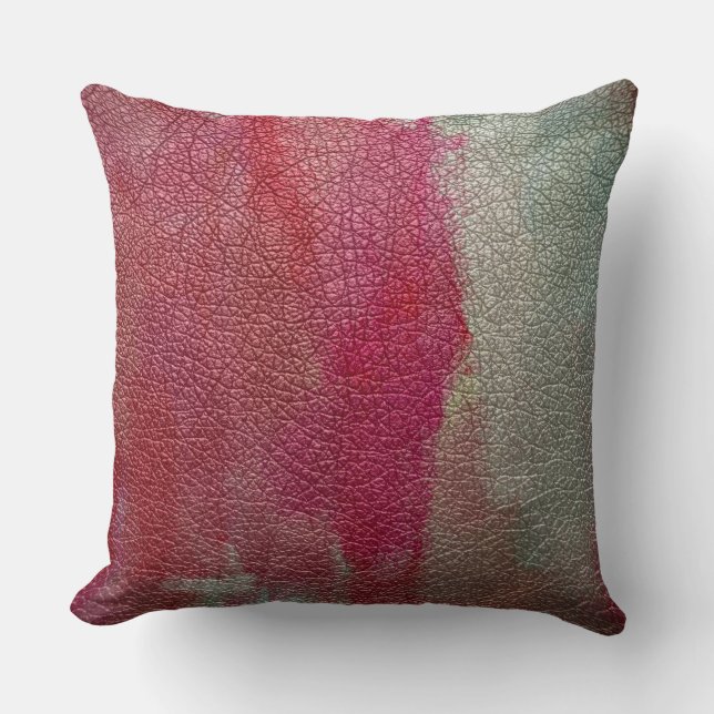 Pink Leather Look Throw Pillow (Front)
