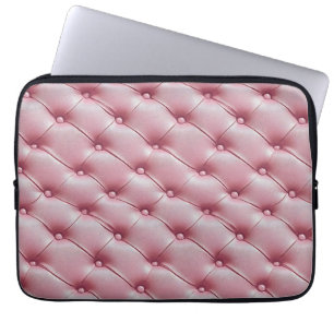 Pink Leather Quilted Pattern Laptop Sleeve