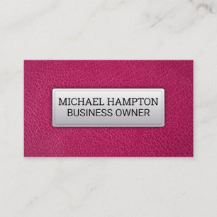 Pink Leather   Stitched Leather Banner Business Card
