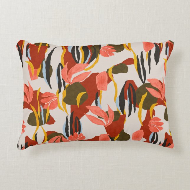 pink leaves and effect dress pattern design.  accent pillow (Front)