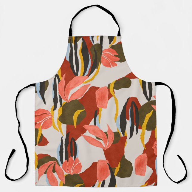 pink leaves and effect dress pattern design.  apron (Front)