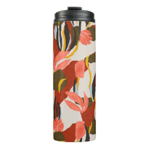 pink leaves and effect dress pattern design.  thermal tumbler