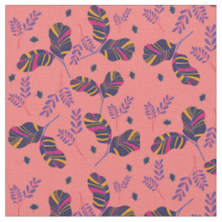 pink leaves floral fabric