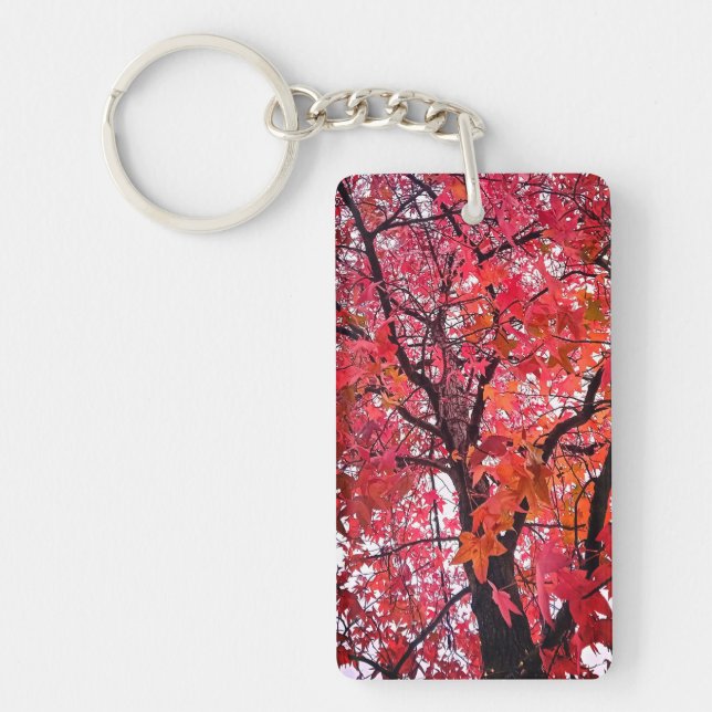 Pink leaves keychain (Front)