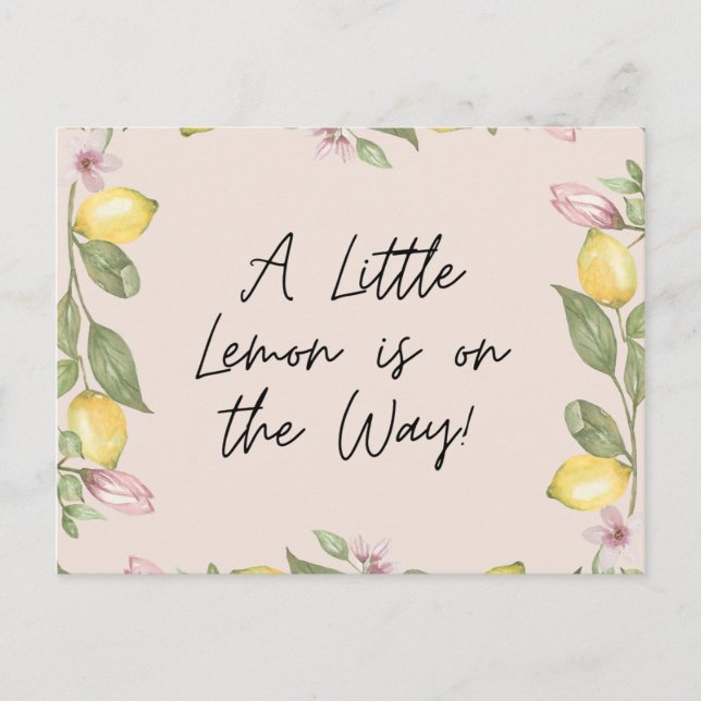 Pink Lemon Announcement Postcard (Front)