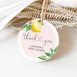 Pink lemon baby shower Thank You Favour Tags