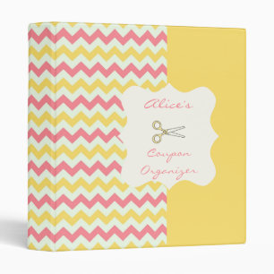 Pink Lemon Chevron Personalized Coupon Organizer Binder