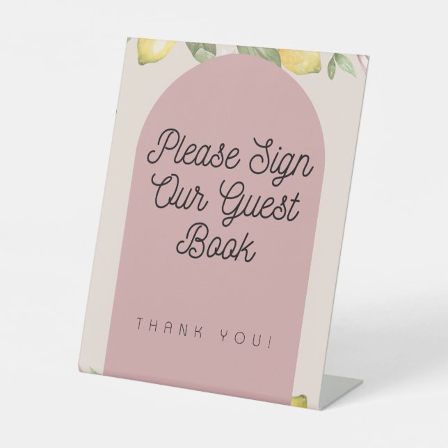 Pink Lemon Guest Book Table Sign (Front)