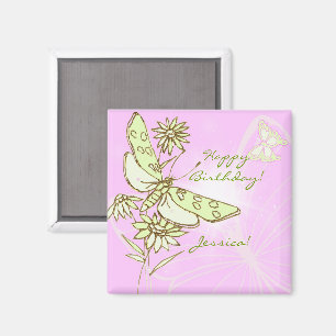 Pink Lemon LIme Butterfly Magnet