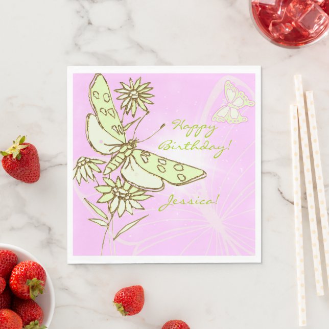 Pink Lemon Lime Butterfly Napkin (Insitu)