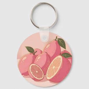 Pink Lemon Modern Feminine Citrus Keychain