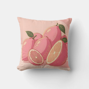 Pink Lemon Modern Feminine Citrus Throw Pillow
