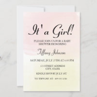 Pink Lemon Pastel Ombre its A Girl Baby Shower