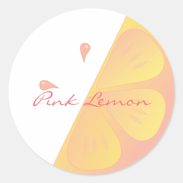 Pink Lemon Slice Classic Round Sticker (Front)