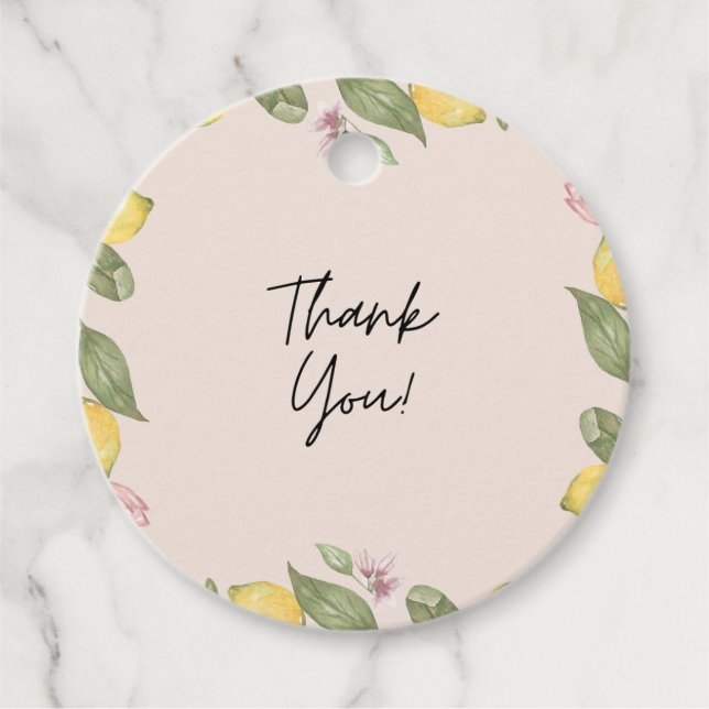 Pink Lemon Thank You Favour / Gift Tag (Front)