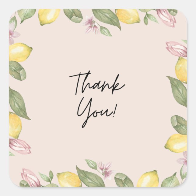 Pink Lemon Thank You Stickers (Front)