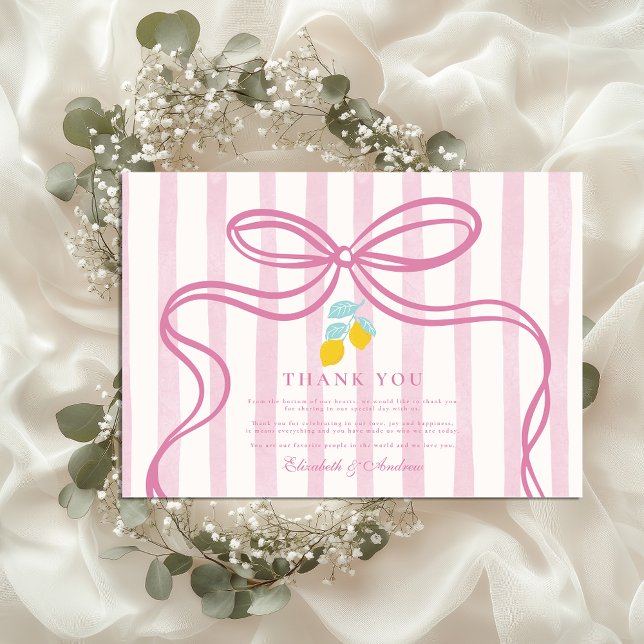 Pink Lemon Thank You Wedding Card (Creator Uploaded)