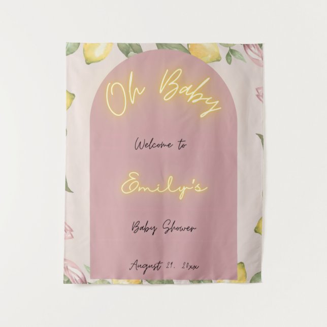 Pink Lemon Welcome Tapestry (Front)
