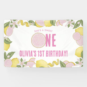 Pink Lemonade 1st Birthday Party Banner