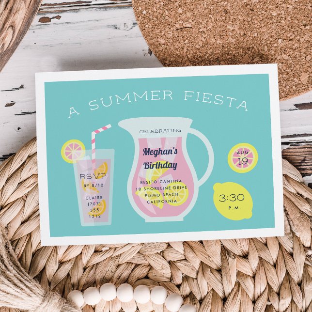 PInk Lemonade Birthday Party Invitation (Creator Uploaded)