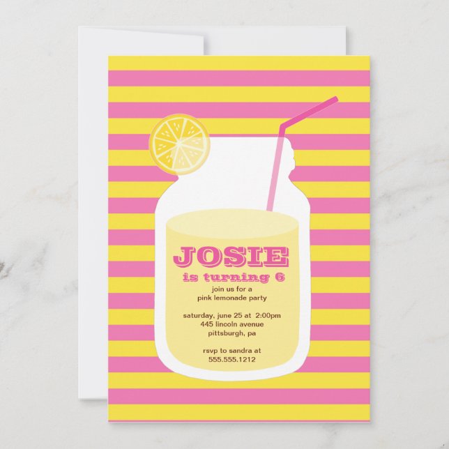 Pink Lemonade Birthday Party Invitation (Front)