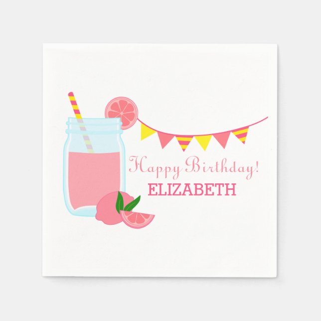 Pink Lemonade Birthday Party Napkin (Front)