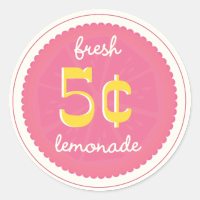 Pink Lemonade Favour Tags, Stickers, Seals (Front)