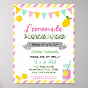 Pink lemonade fundraiser event template poster