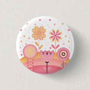 Pink Lemonade Garden 1 Inch Round Button