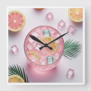 Pink Lemonade Glass Wall Clock - Refreshing Summer