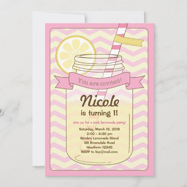 Pink Lemonade Invitation / Pink Lemonade Invite (Front)