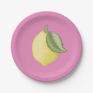 Pink Lemonade Lemon Themed Birthday Party Paper Plate