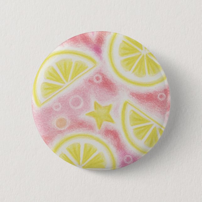 Pink Lemonade 'lemons' button badge (Front)