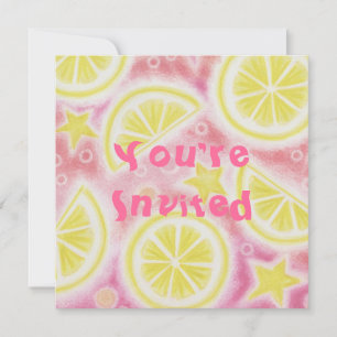 Pink Lemonade lemons invitation square