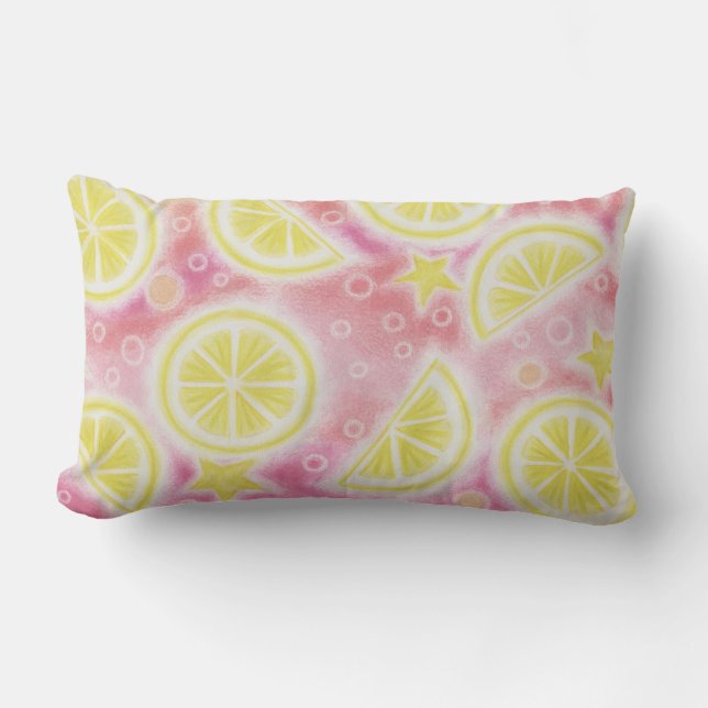 Pink Lemonade 'lemons' throw pillow lumbar (Front)